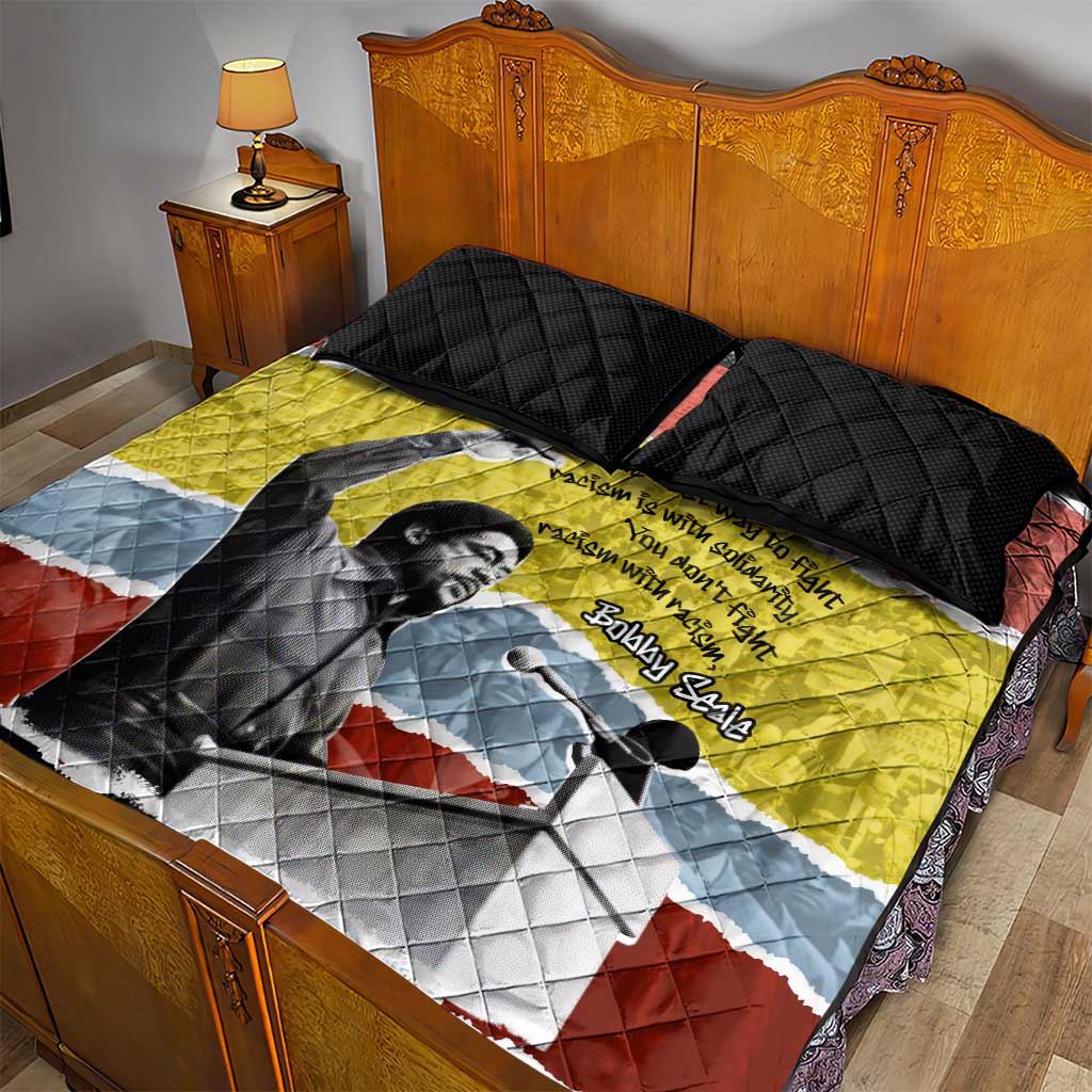 Bobby Seale Quilt Bed Set Torn Paper Collage Design Solidarity Quote Powerful Speech Artwork Civil Rights - Wonder Print Shop