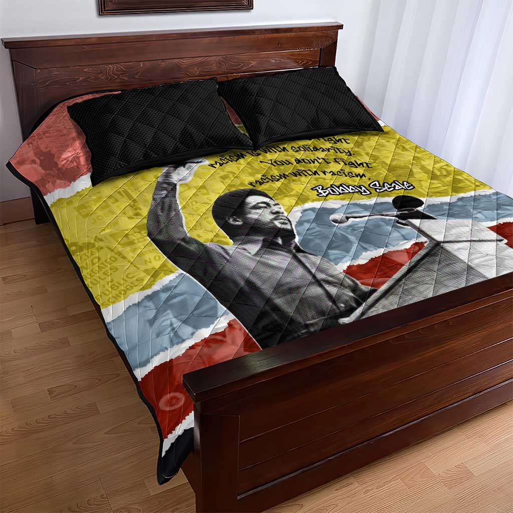 Bobby Seale Quilt Bed Set Torn Paper Collage Design Solidarity Quote Powerful Speech Artwork Civil Rights - Wonder Print Shop