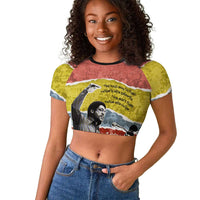 Bobby Seale Raglan Cropped T shirt Torn Paper Collage Design Solidarity Quote Powerful Speech Artwork Civil Rights - Wonder Print Shop