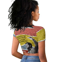 Bobby Seale Raglan Cropped T shirt Torn Paper Collage Design Solidarity Quote Powerful Speech Artwork Civil Rights - Wonder Print Shop