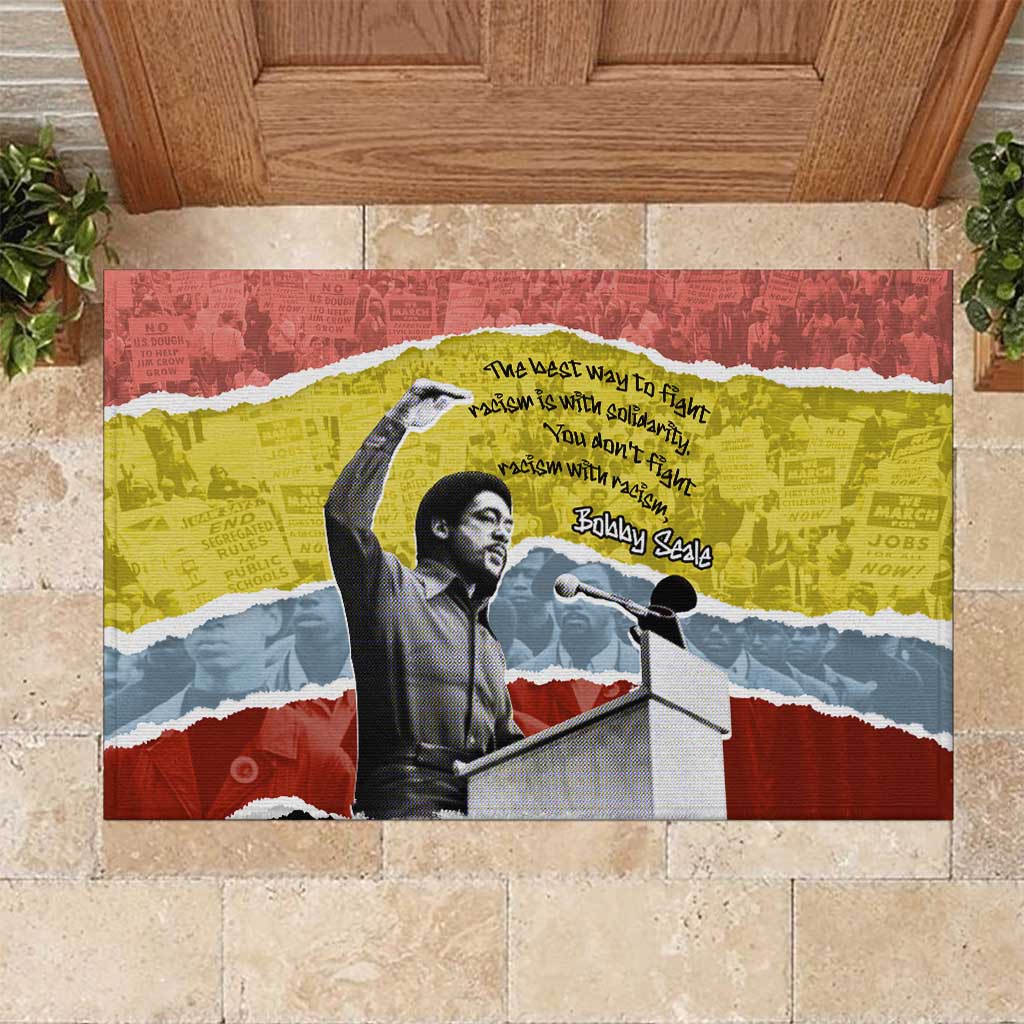 Bobby Seale Rubber Doormat Torn Paper Collage Design Solidarity Quote Powerful Speech Artwork Civil Rights - Wonder Print Shop