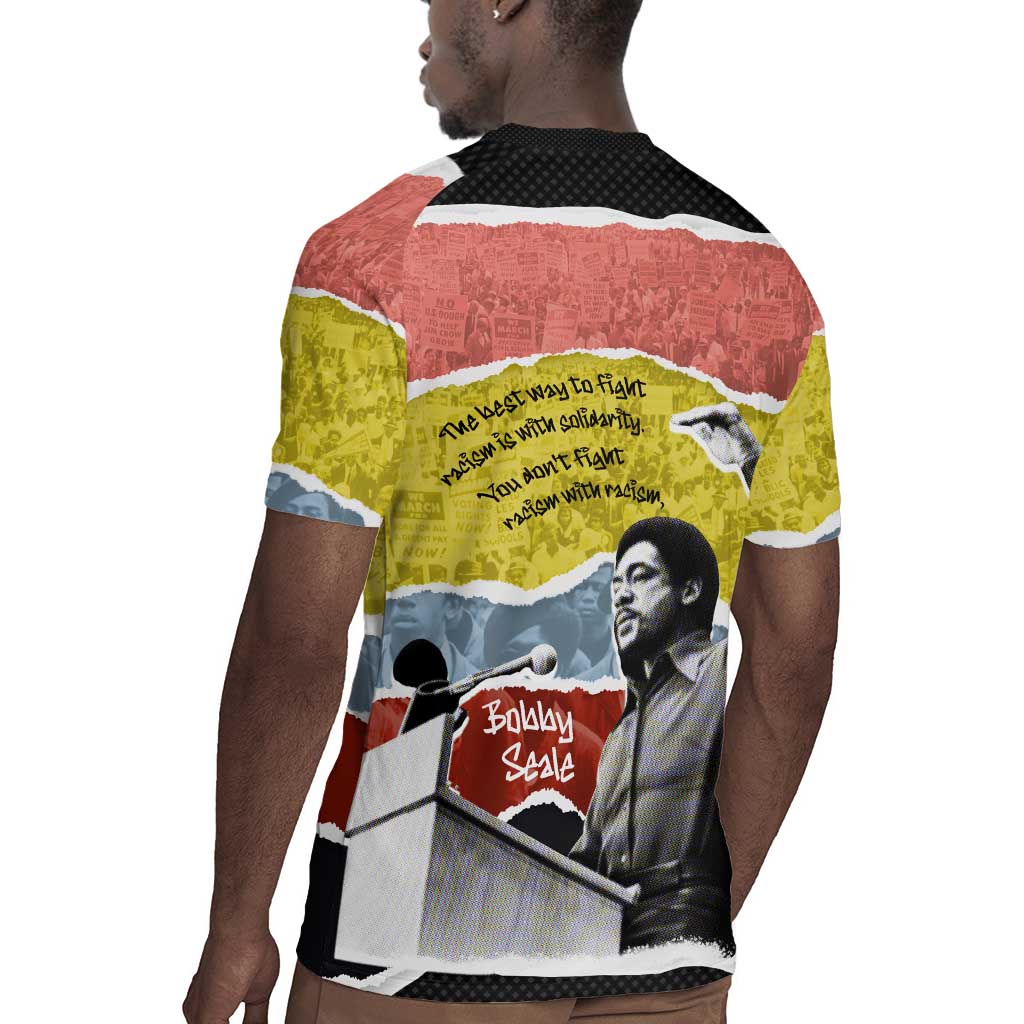 Bobby Seale Rugby Jersey Torn Paper Collage Design Solidarity Quote Powerful Speech Artwork Civil Rights - Wonder Print Shop