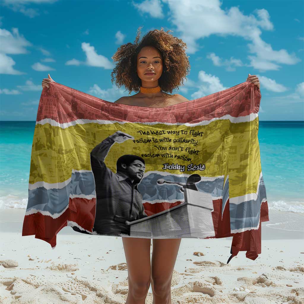 Bobby Seale Sarong Torn Paper Collage Design Solidarity Quote Powerful Speech Artwork Civil Rights - Wonder Print Shop