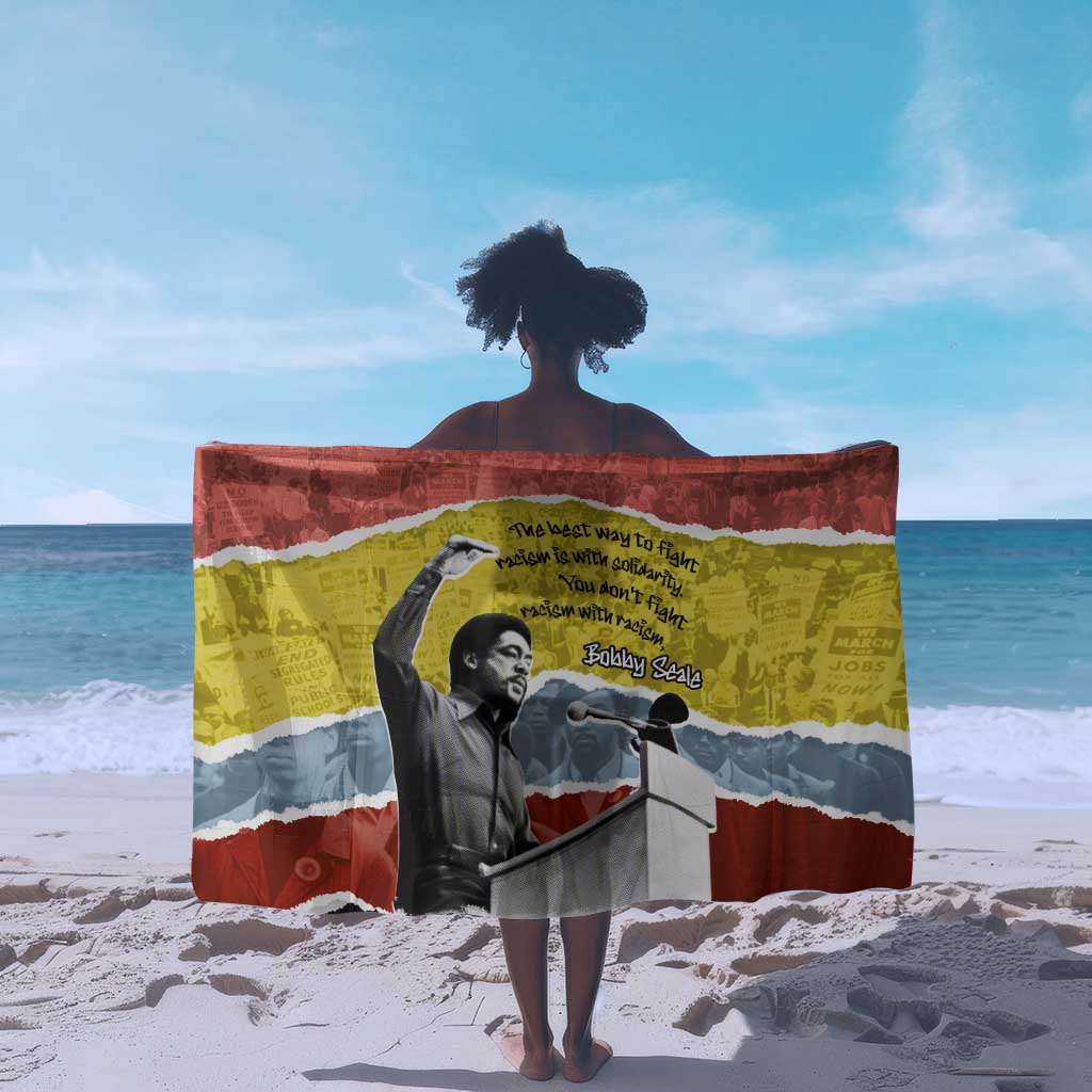 Bobby Seale Sarong Torn Paper Collage Design Solidarity Quote Powerful Speech Artwork Civil Rights - Wonder Print Shop