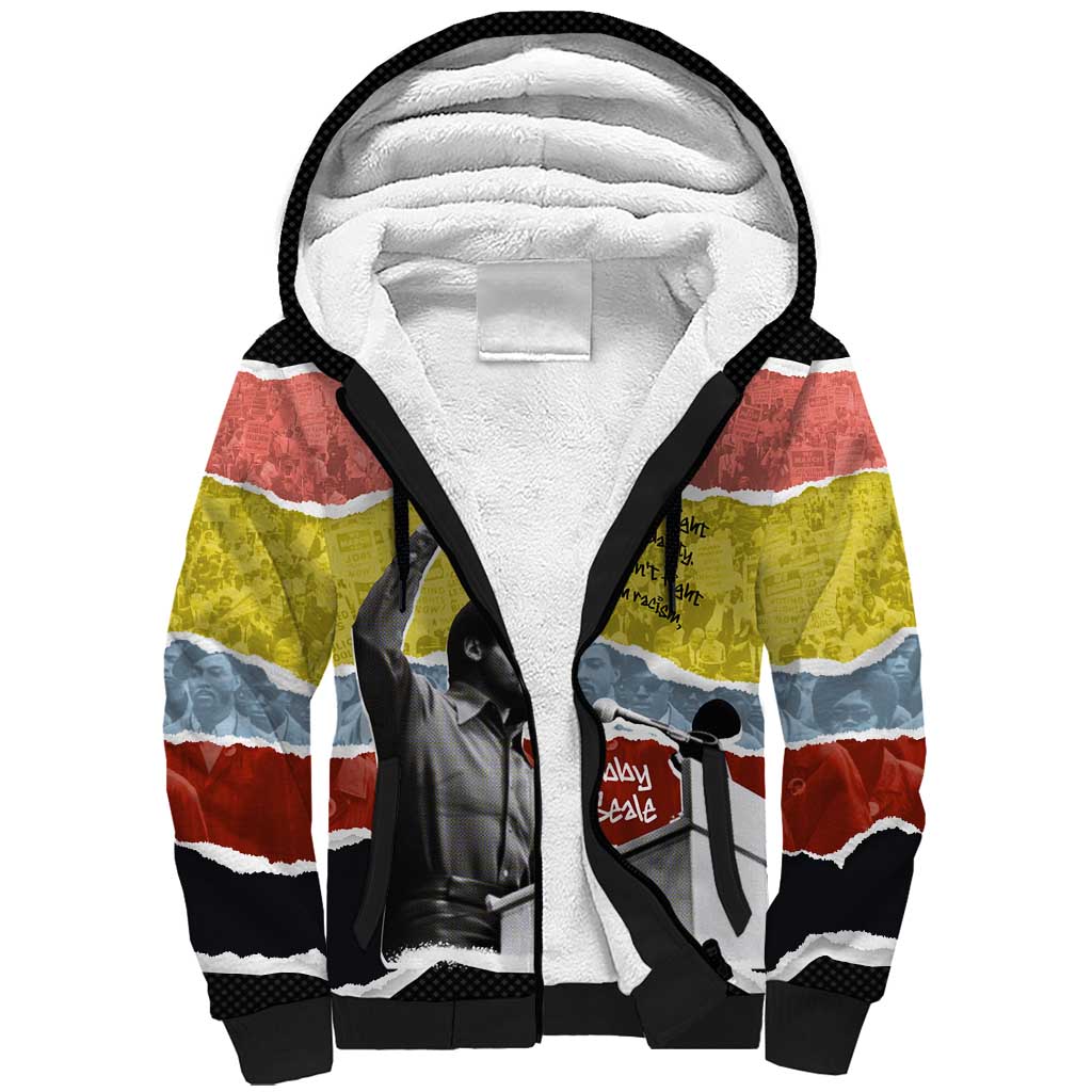 Bobby Seale Sherpa Hoodie Torn Paper Collage Design Solidarity Quote Powerful Speech Artwork Civil Rights - Wonder Print Shop