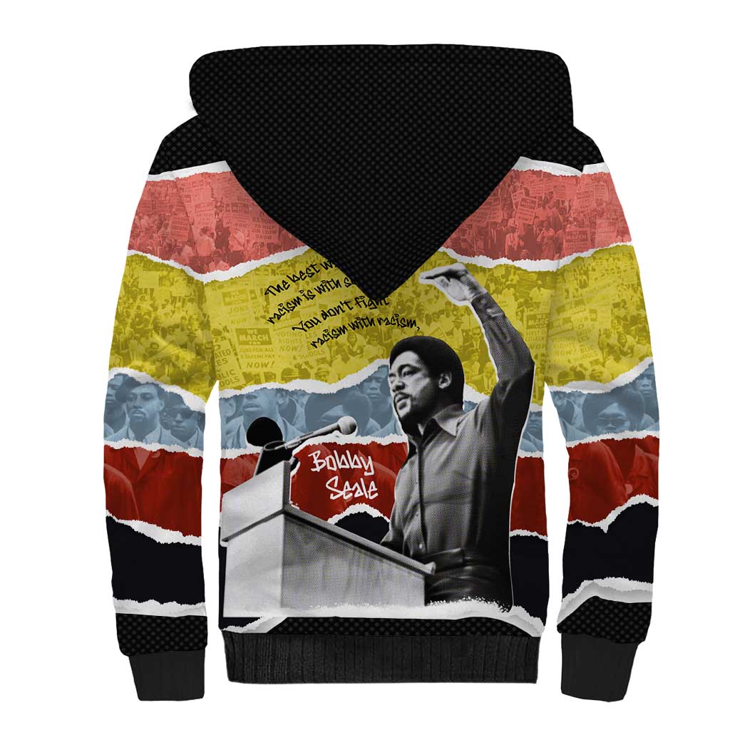 Bobby Seale Sherpa Hoodie Torn Paper Collage Design Solidarity Quote Powerful Speech Artwork Civil Rights - Wonder Print Shop