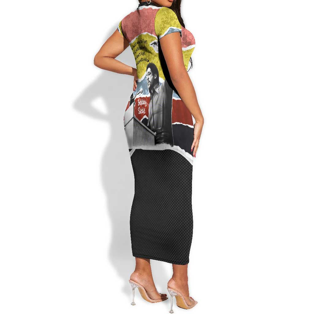 Bobby Seale Short Sleeve Bodycon Dress Torn Paper Collage Design Solidarity Quote Powerful Speech Artwork Civil Rights - Wonder Print Shop