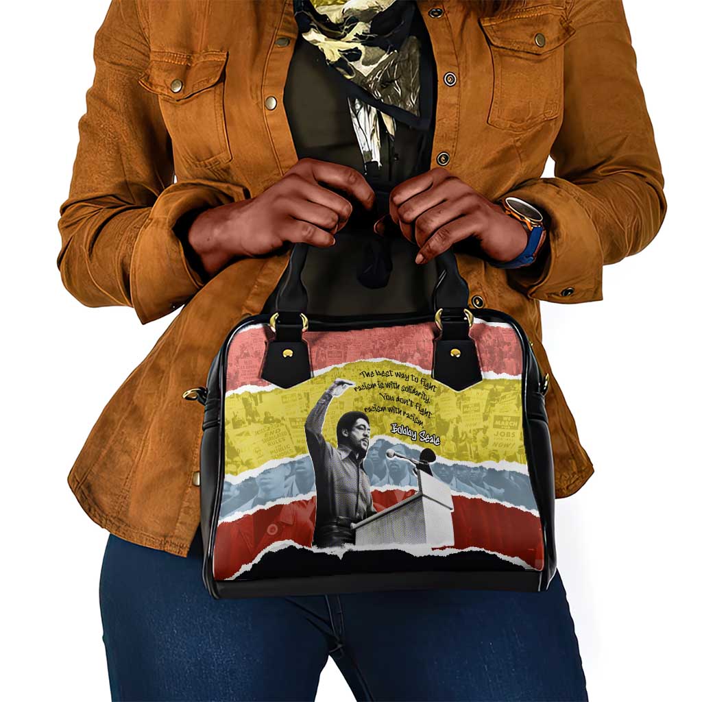 Bobby Seale Shoulder Handbag Torn Paper Collage Design Solidarity Quote Powerful Speech Artwork Civil Rights - Wonder Print Shop