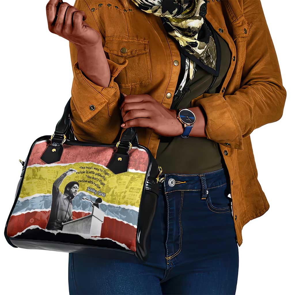 Bobby Seale Shoulder Handbag Torn Paper Collage Design Solidarity Quote Powerful Speech Artwork Civil Rights - Wonder Print Shop