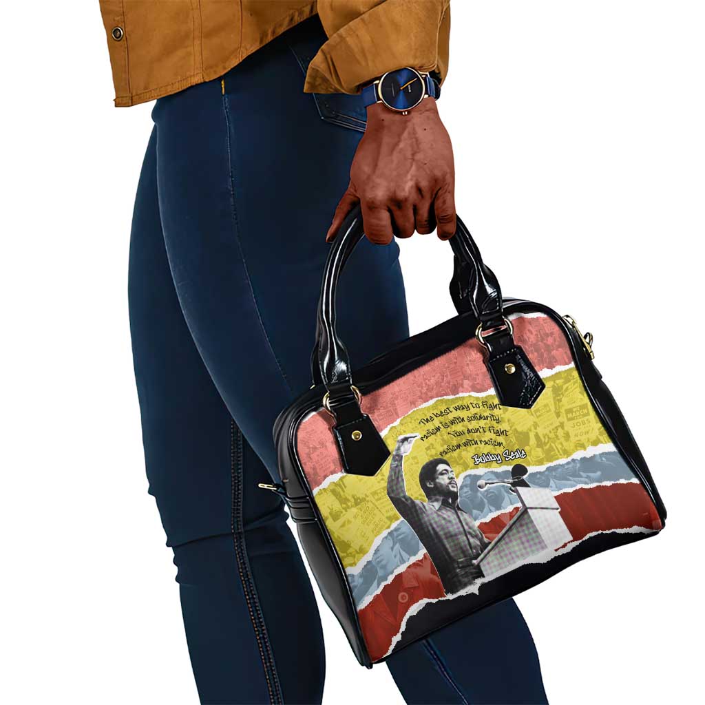 Bobby Seale Shoulder Handbag Torn Paper Collage Design Solidarity Quote Powerful Speech Artwork Civil Rights - Wonder Print Shop