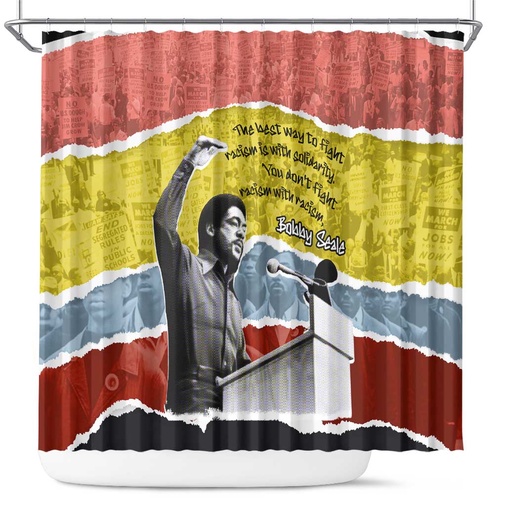 Bobby Seale Shower Curtain Torn Paper Collage Design Solidarity Quote Powerful Speech Artwork Civil Rights - Wonder Print Shop