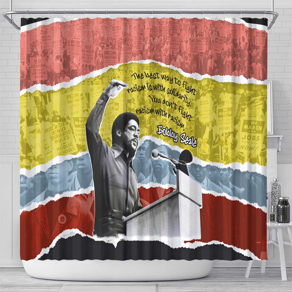 Bobby Seale Shower Curtain Torn Paper Collage Design Solidarity Quote Powerful Speech Artwork Civil Rights - Wonder Print Shop