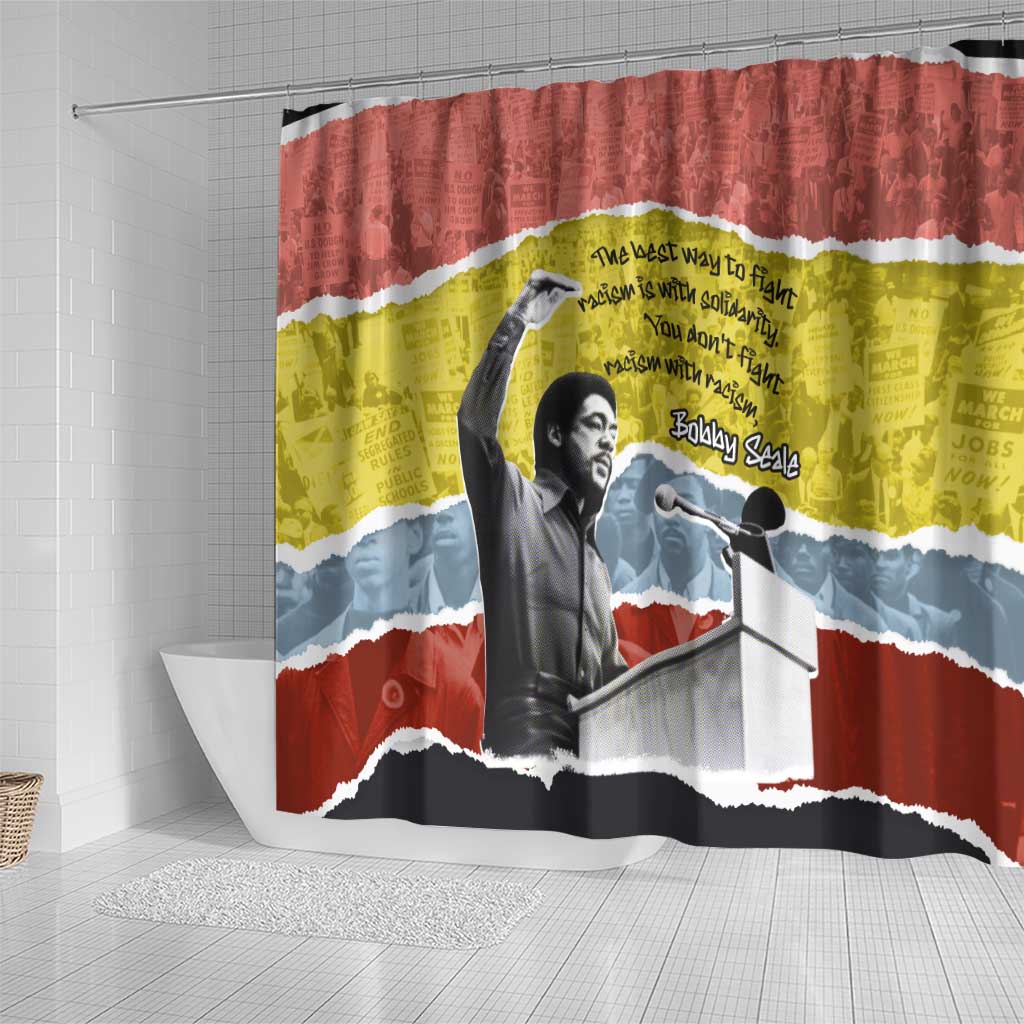 Bobby Seale Shower Curtain Torn Paper Collage Design Solidarity Quote Powerful Speech Artwork Civil Rights - Wonder Print Shop