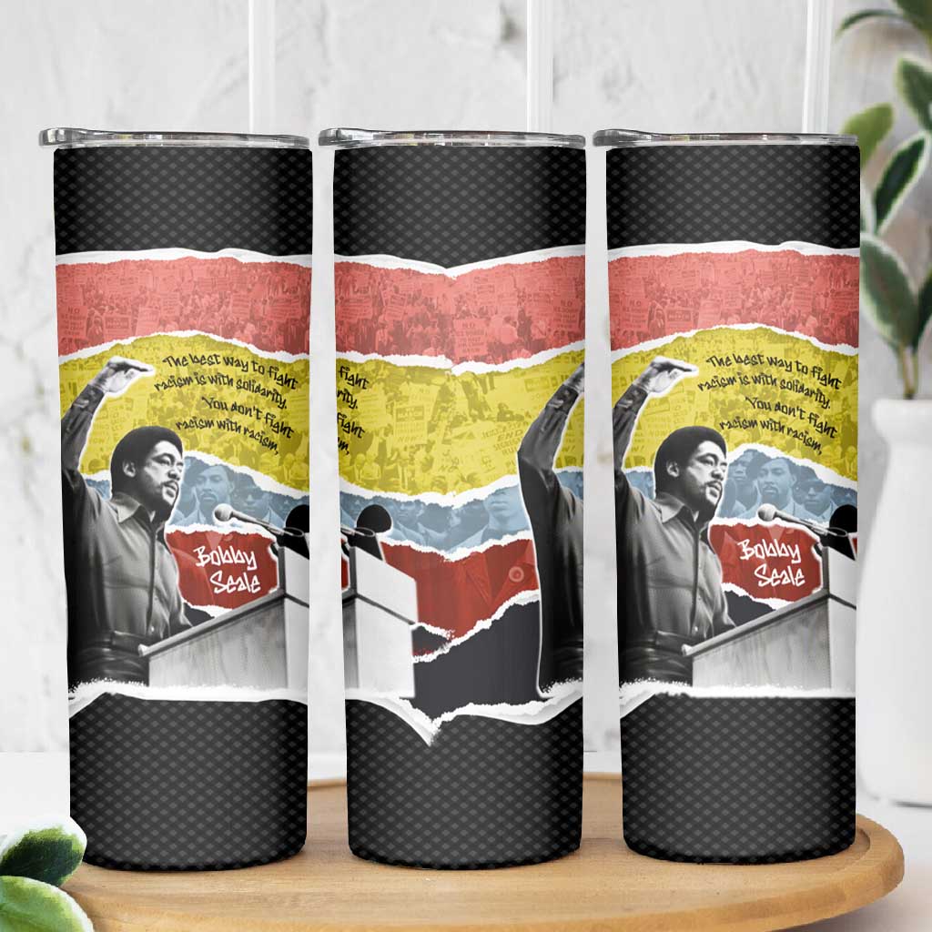 Bobby Seale Skinny Tumbler Torn Paper Collage Design Solidarity Quote Powerful Speech Artwork Civil Rights - Wonder Print Shop