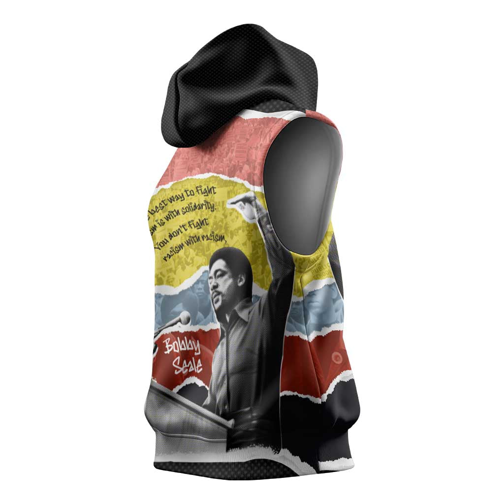 Bobby Seale Sleeveless Hoodie Torn Paper Collage Design Solidarity Quote Powerful Speech Artwork Civil Rights - Wonder Print Shop