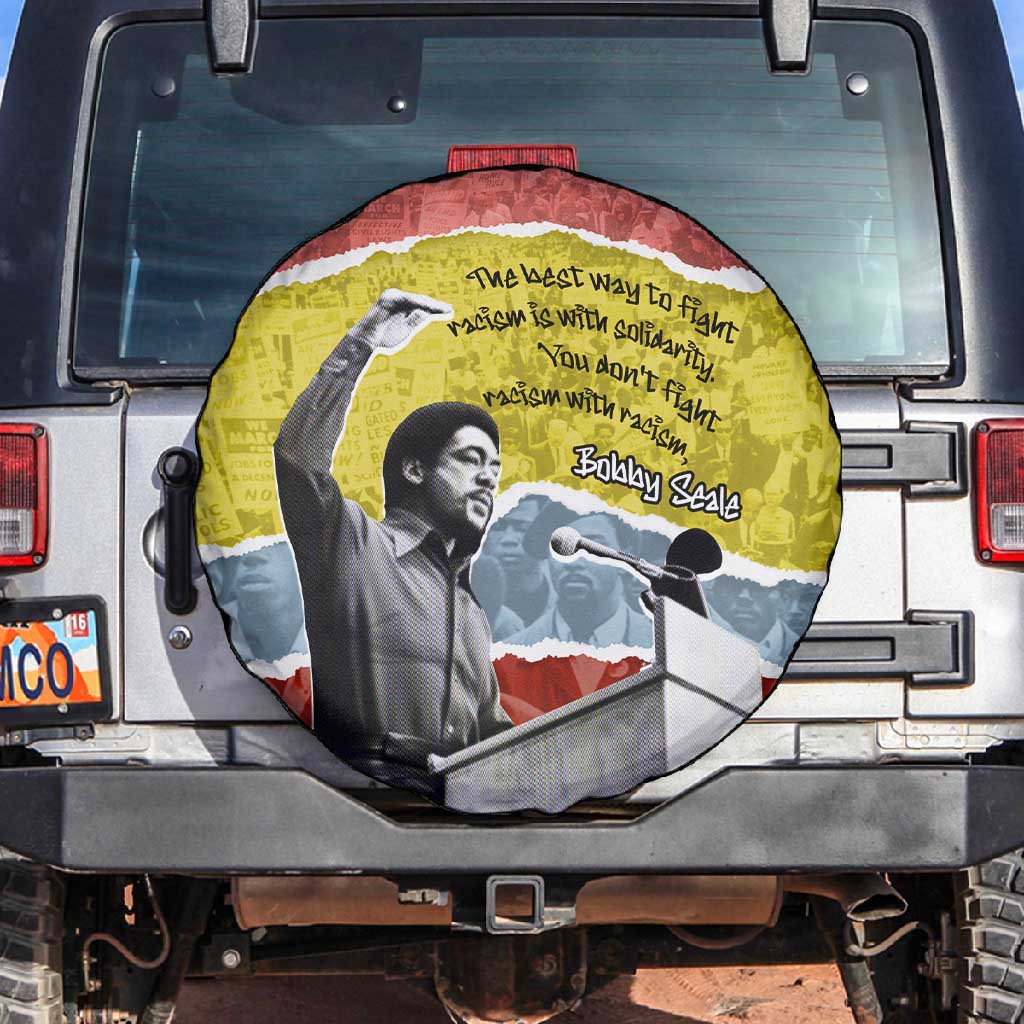 Bobby Seale Spare Tire Cover Torn Paper Collage Design Solidarity Quote Powerful Speech Artwork Civil Rights - Wonder Print Shop