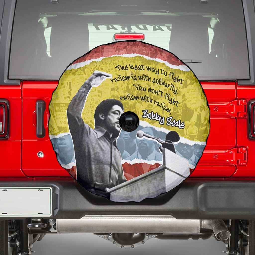 Bobby Seale Spare Tire Cover Torn Paper Collage Design Solidarity Quote Powerful Speech Artwork Civil Rights - Wonder Print Shop