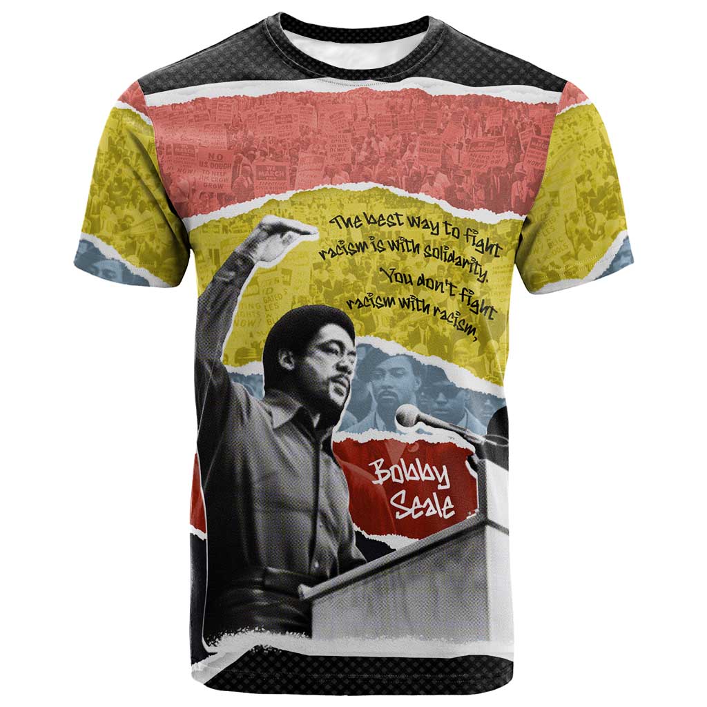 Bobby Seale T shirt Torn Paper Collage Design Solidarity Quote Powerful Speech Artwork Civil Rights - Wonder Print Shop