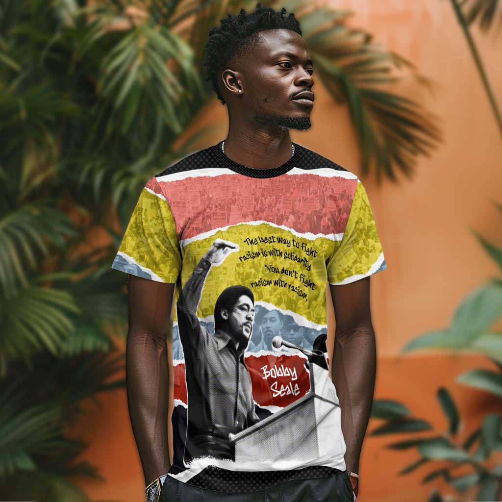Bobby Seale T shirt Torn Paper Collage Design Solidarity Quote Powerful Speech Artwork Civil Rights - Wonder Print Shop