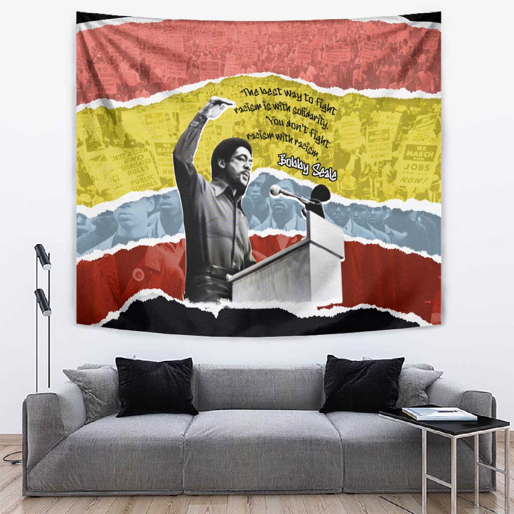 Bobby Seale Tapestry Torn Paper Collage Design Solidarity Quote Powerful Speech Artwork Civil Rights - Wonder Print Shop