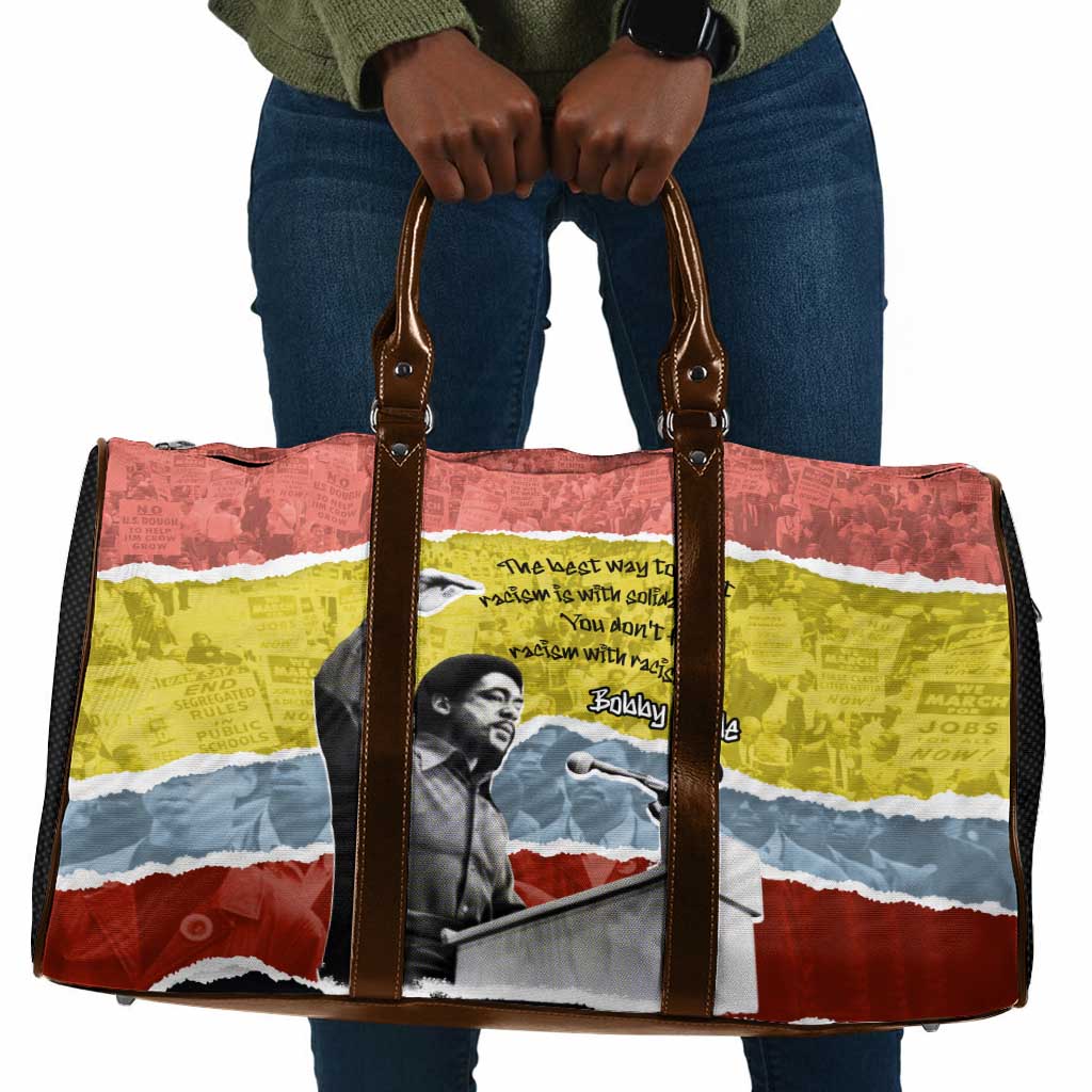 Bobby Seale Travel Bag Torn Paper Collage Design Solidarity Quote Powerful Speech Artwork Civil Rights - Wonder Print Shop