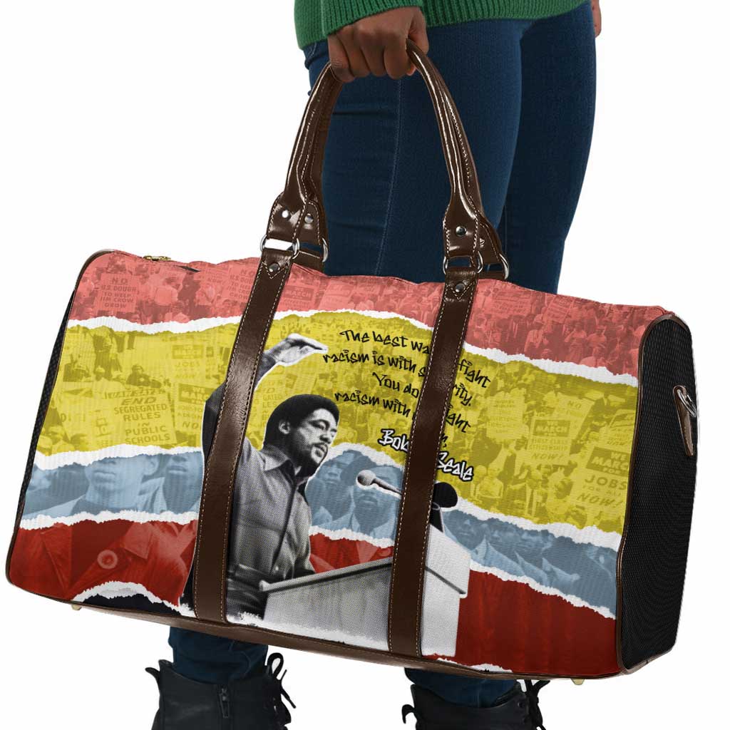 Bobby Seale Travel Bag Torn Paper Collage Design Solidarity Quote Powerful Speech Artwork Civil Rights - Wonder Print Shop