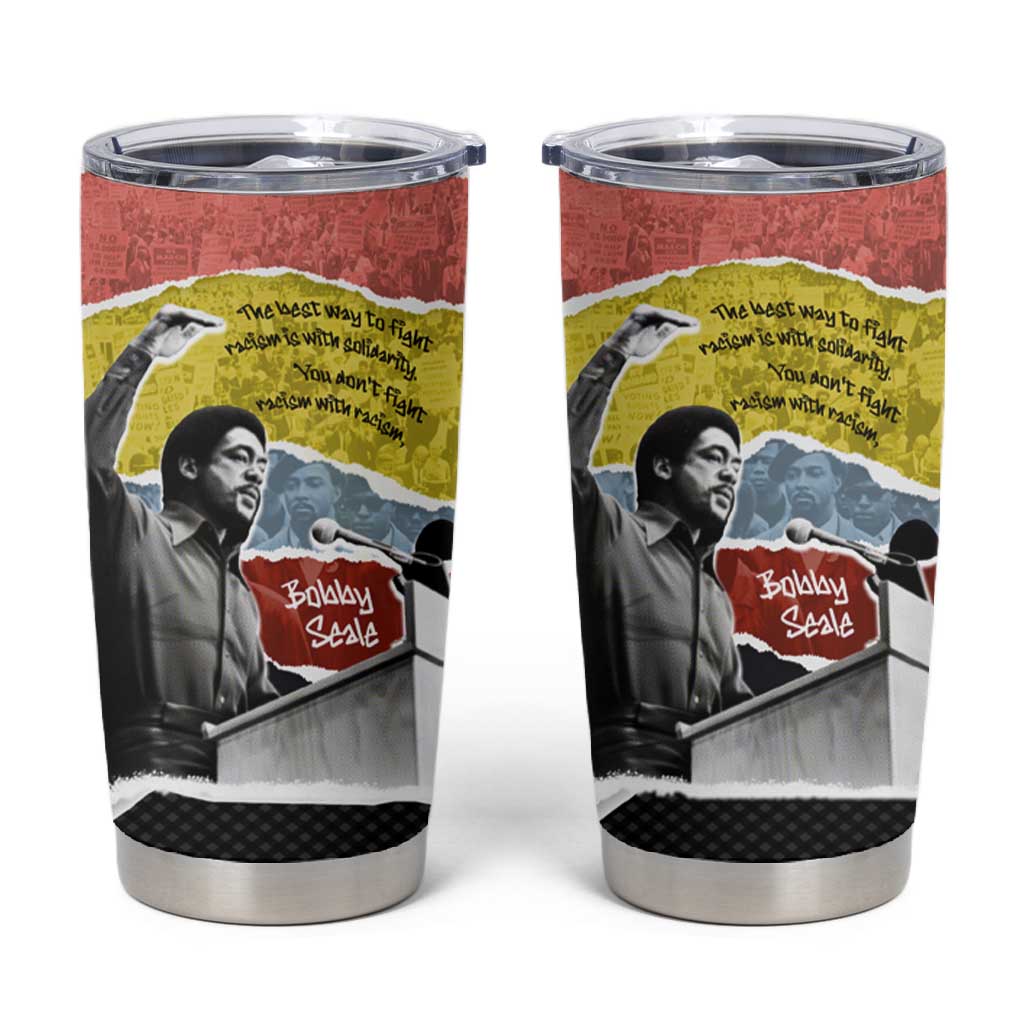 Bobby Seale Tumbler Cup Torn Paper Collage Design Solidarity Quote Powerful Speech Artwork Civil Rights - Wonder Print Shop