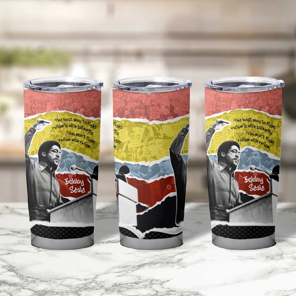 Bobby Seale Tumbler Cup Torn Paper Collage Design Solidarity Quote Powerful Speech Artwork Civil Rights - Wonder Print Shop