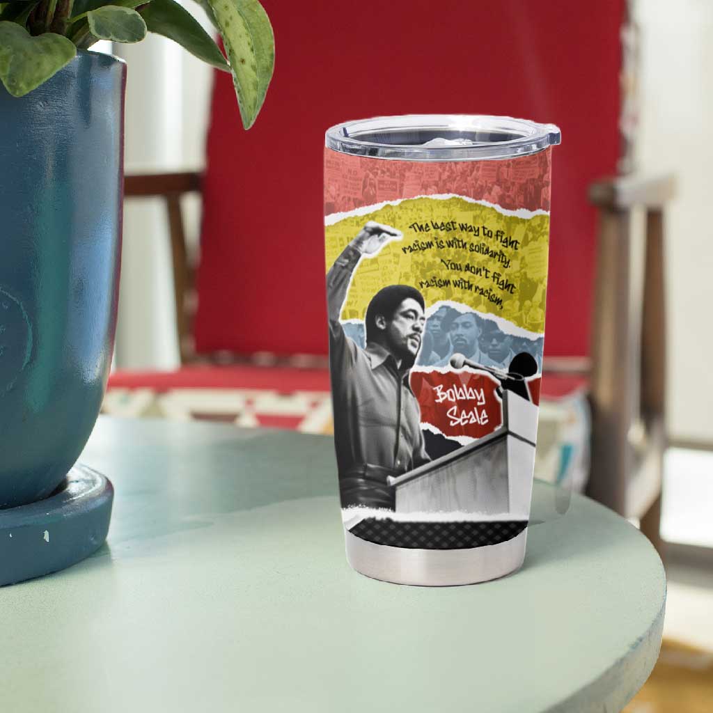 Bobby Seale Tumbler Cup Torn Paper Collage Design Solidarity Quote Powerful Speech Artwork Civil Rights - Wonder Print Shop
