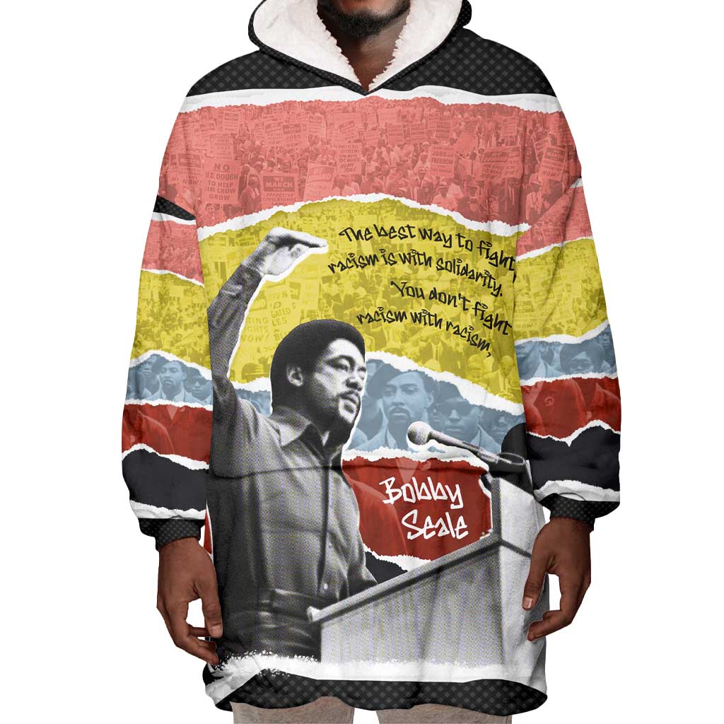 Bobby Seale Wearable Blanket Hoodie Torn Paper Collage Design Solidarity Quote Powerful Speech Artwork Civil Rights - Wonder Print Shop