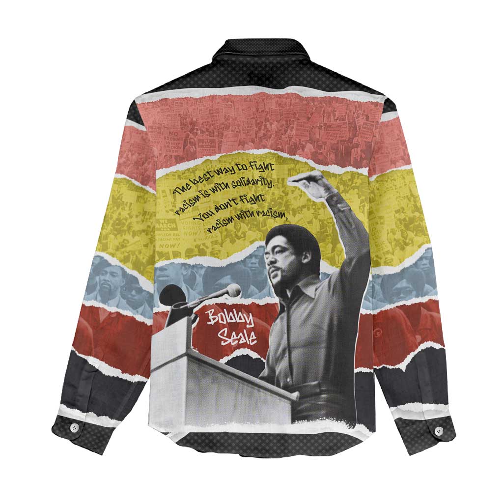 Bobby Seale Women Casual Shirt Torn Paper Collage Design Solidarity Quote Powerful Speech Artwork Civil Rights - Wonder Print Shop