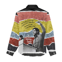 Bobby Seale Women Casual Shirt Torn Paper Collage Design Solidarity Quote Powerful Speech Artwork Civil Rights - Wonder Print Shop