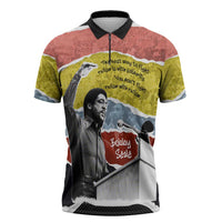 Bobby Seale Zipper Polo Shirt Torn Paper Collage Design Solidarity Quote Powerful Speech Artwork Civil Rights - Wonder Print Shop
