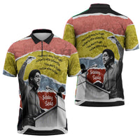 Bobby Seale Zipper Polo Shirt Torn Paper Collage Design Solidarity Quote Powerful Speech Artwork Civil Rights - Wonder Print Shop