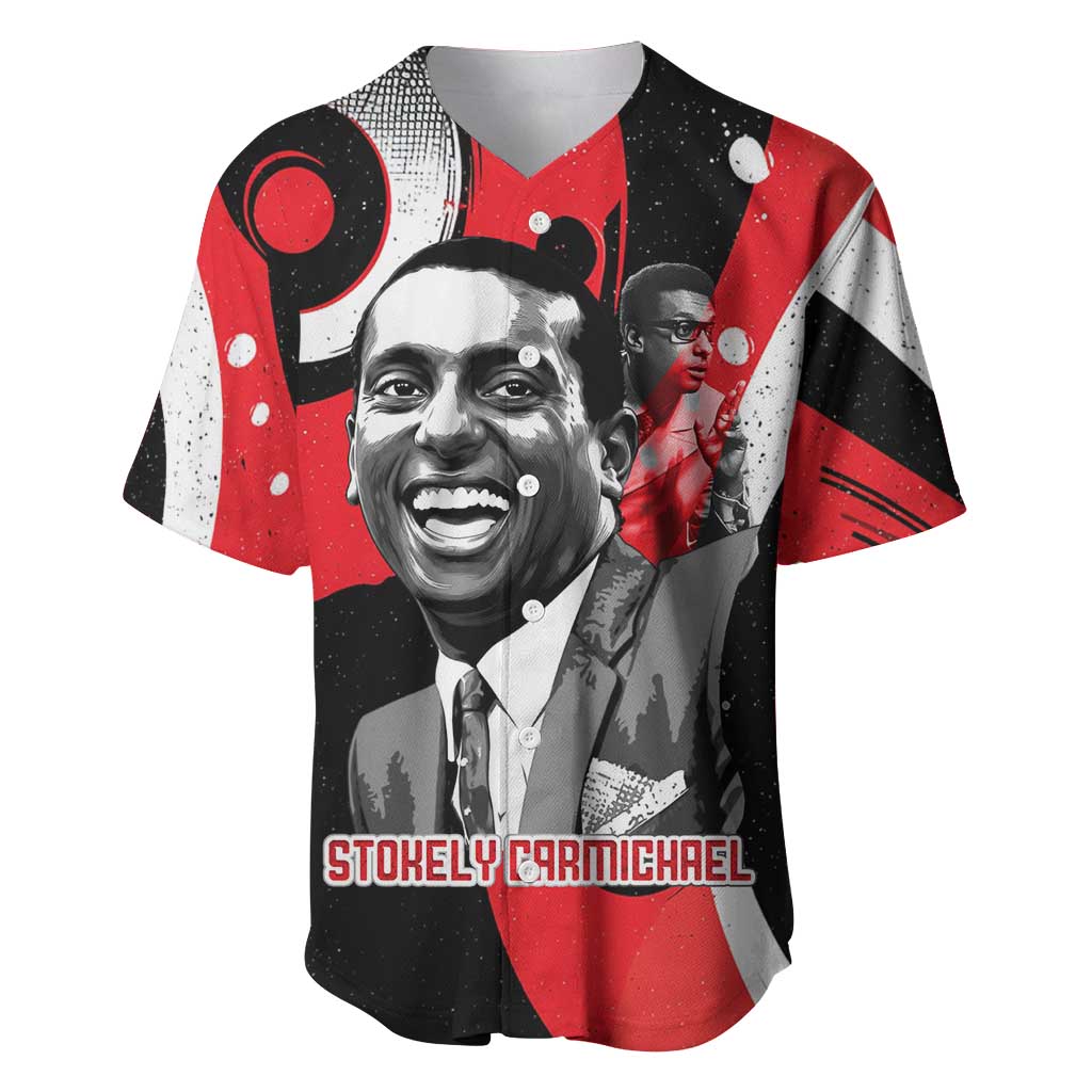 Stokely Carmichael Baseball Jersey Abstract Design Black Power Text Civil Rights Activist - Wonder Print Shop