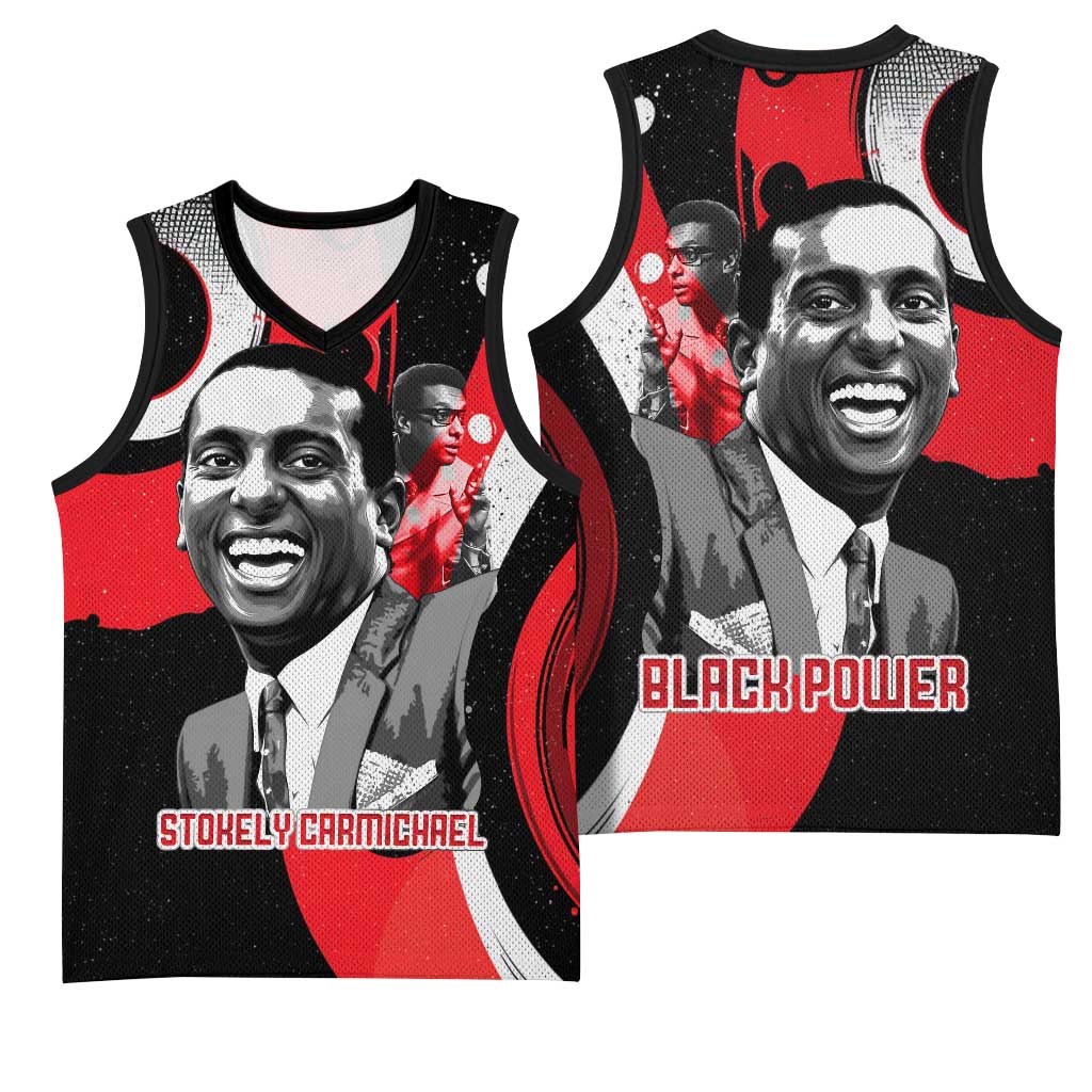 Stokely Carmichael Basketball Jersey Abstract Design Black Power Text Civil Rights Activist - Wonder Print Shop