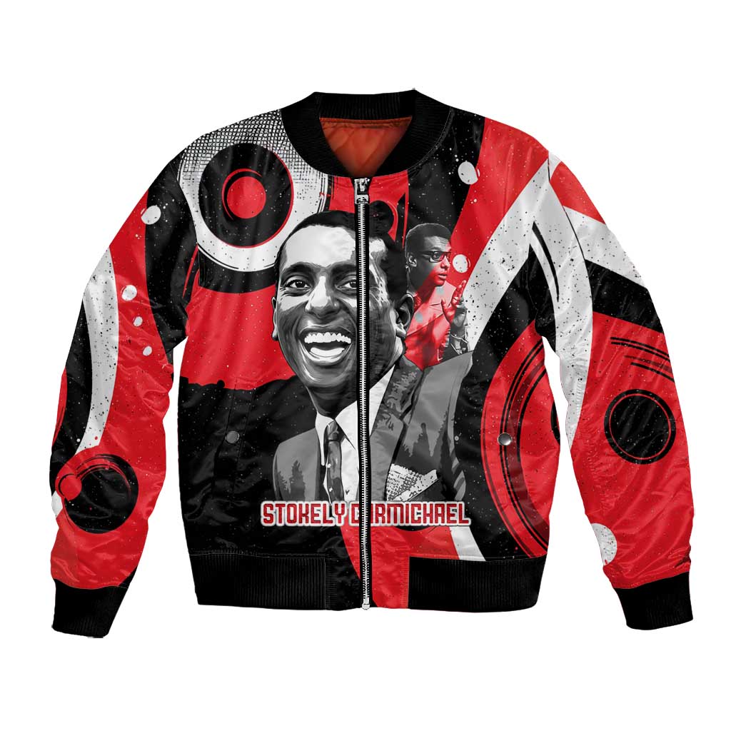 Stokely Carmichael Bomber Jacket Abstract Design Black Power Text Civil Rights Activist - Wonder Print Shop