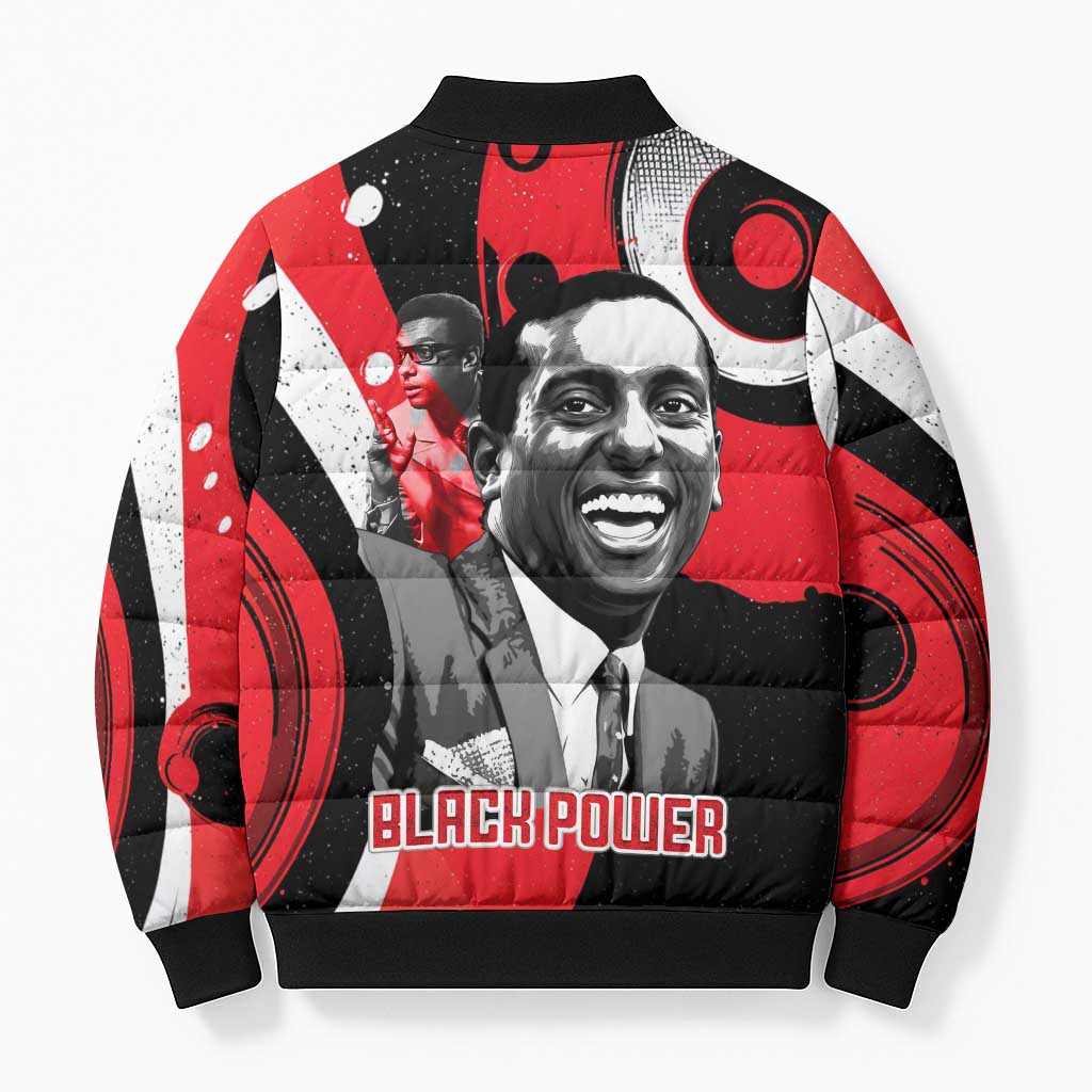 Stokely Carmichael Bomber Puffer Jacket Abstract Design Black Power Text Civil Rights Activist - Wonder Print Shop