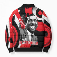 Stokely Carmichael Bomber Puffer Jacket Abstract Design Black Power Text Civil Rights Activist - Wonder Print Shop