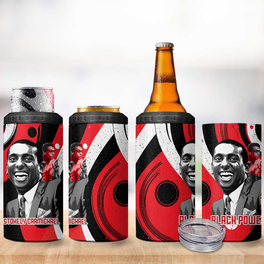 Stokely Carmichael 4 in 1 Can Cooler Tumbler Abstract Design Black Power Text Civil Rights Activist - Wonder Print Shop