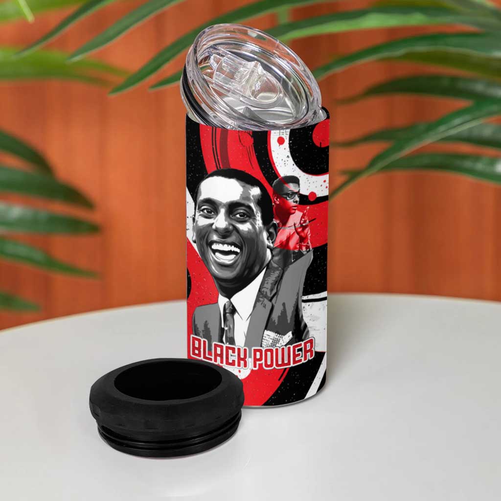 Stokely Carmichael 4 in 1 Can Cooler Tumbler Abstract Design Black Power Text Civil Rights Activist - Wonder Print Shop