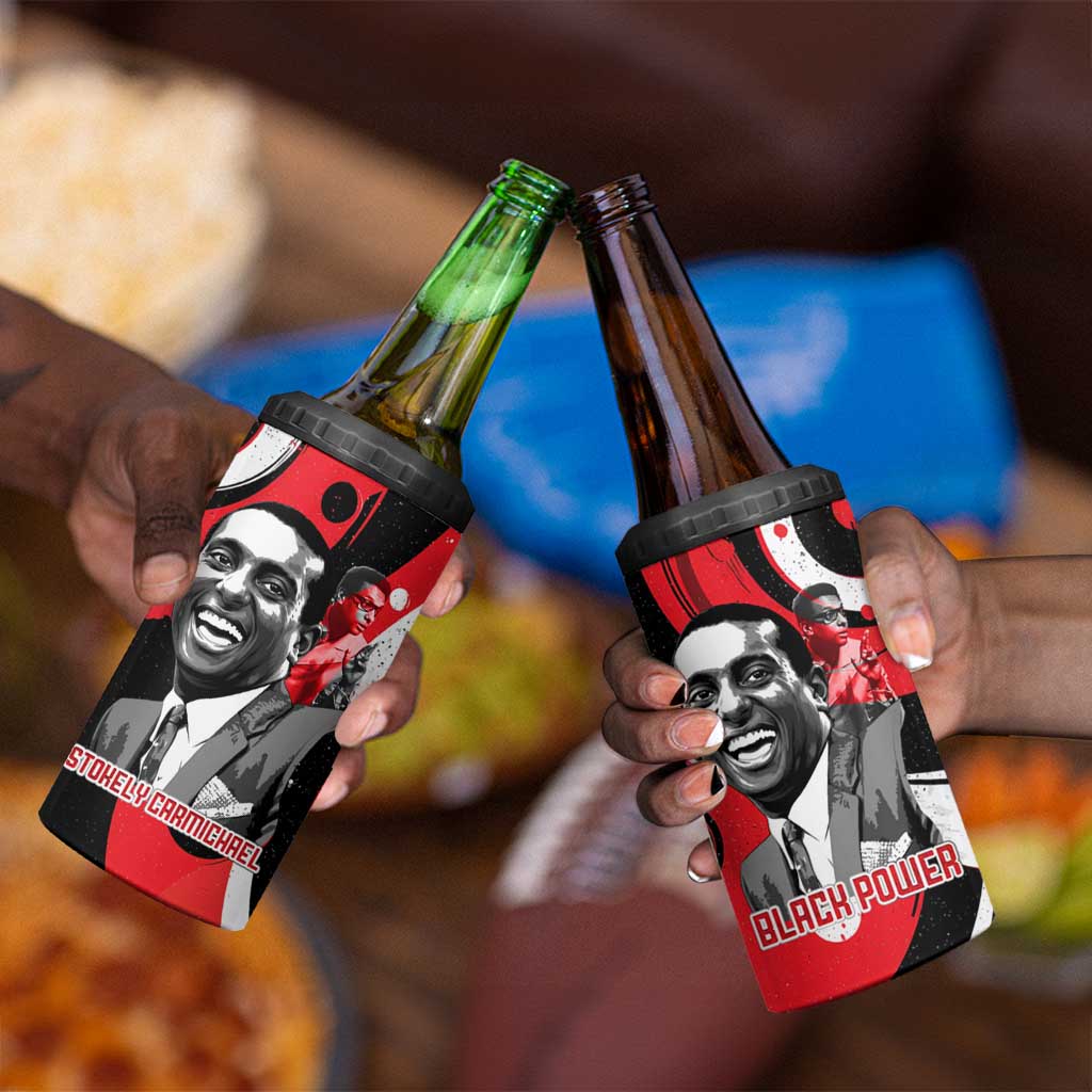 Stokely Carmichael 4 in 1 Can Cooler Tumbler Abstract Design Black Power Text Civil Rights Activist - Wonder Print Shop