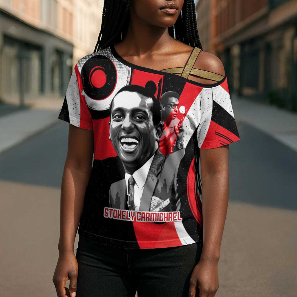 Stokely Carmichael Cross Shoulder Shirt Abstract Design Black Power Text Civil Rights Activist - Wonder Print Shop
