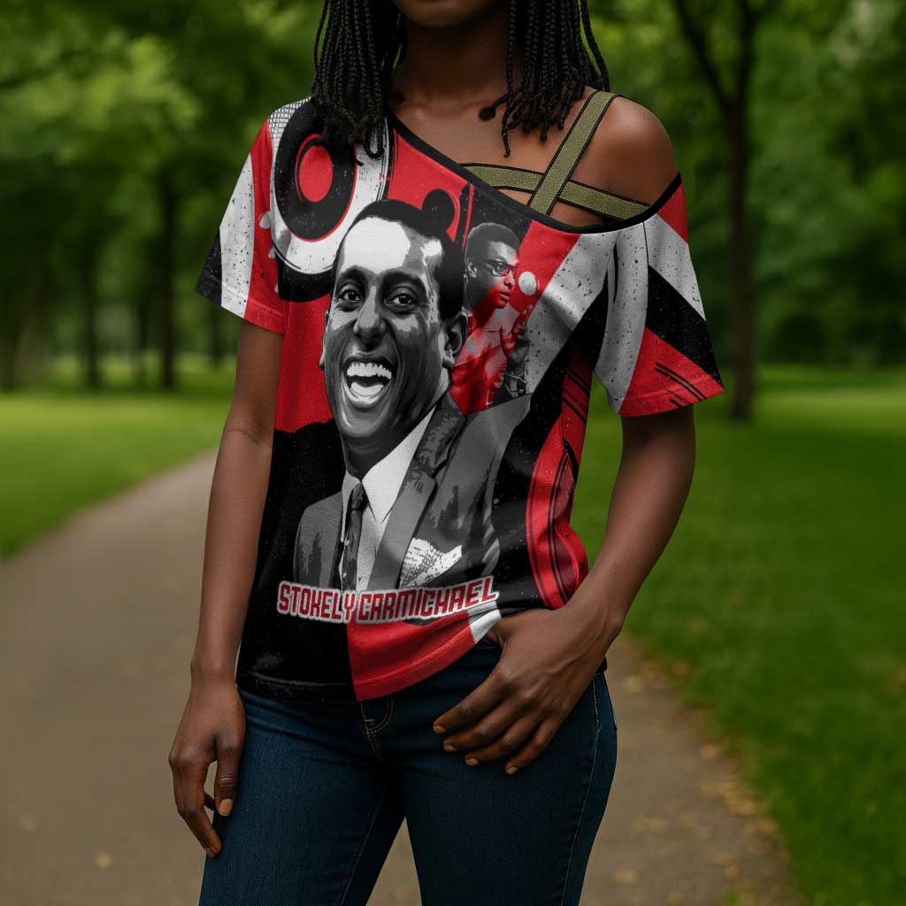 Stokely Carmichael Cross Shoulder Shirt Abstract Design Black Power Text Civil Rights Activist - Wonder Print Shop