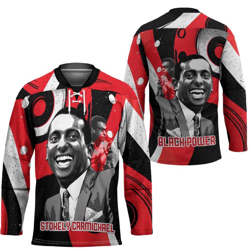 Stokely Carmichael Hockey Jersey Abstract Design Black Power Text Civil Rights Activist - Wonder Print Shop