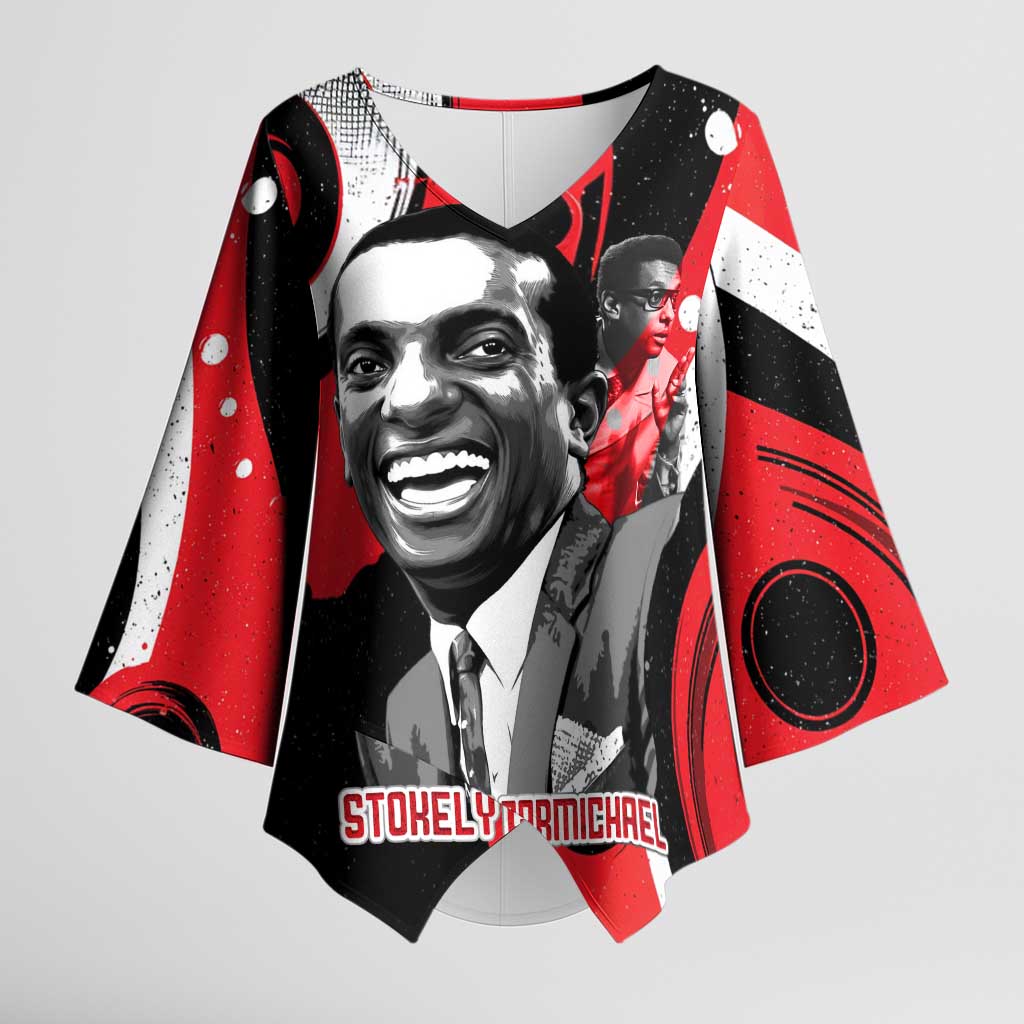 Stokely Carmichael Kimono Sleeve Blouse Abstract Design Black Power Text Civil Rights Activist - Wonder Print Shop