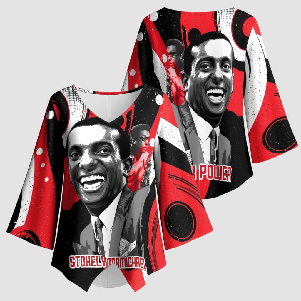 Stokely Carmichael Kimono Sleeve Blouse Abstract Design Black Power Text Civil Rights Activist - Wonder Print Shop