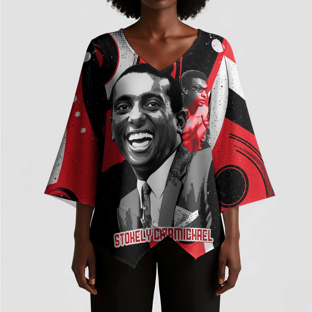 Stokely Carmichael Kimono Sleeve Blouse Abstract Design Black Power Text Civil Rights Activist - Wonder Print Shop