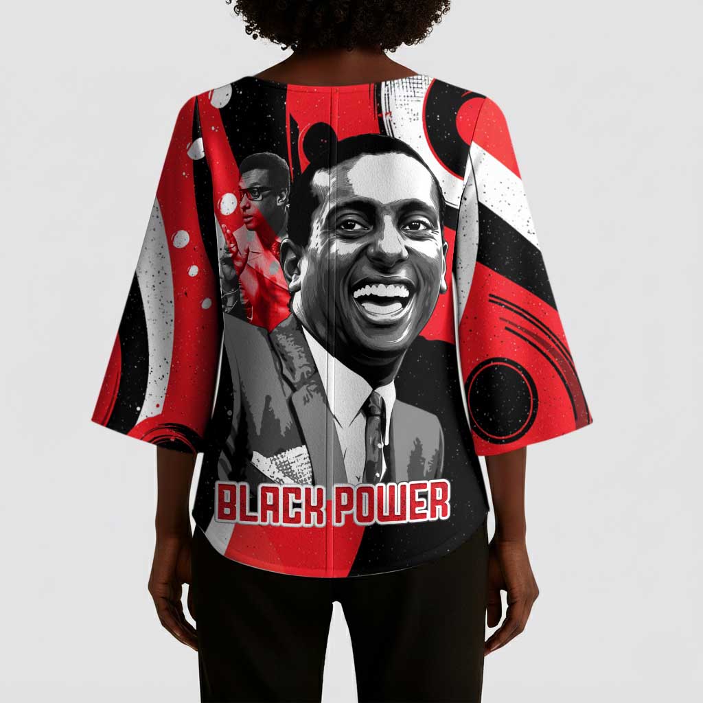 Stokely Carmichael Kimono Sleeve Blouse Abstract Design Black Power Text Civil Rights Activist - Wonder Print Shop