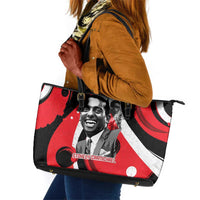 Stokely Carmichael Leather Tote Bag Abstract Design Black Power Text Civil Rights Activist - Wonder Print Shop